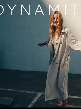 Dynamite Cream Long Trench Coat Small